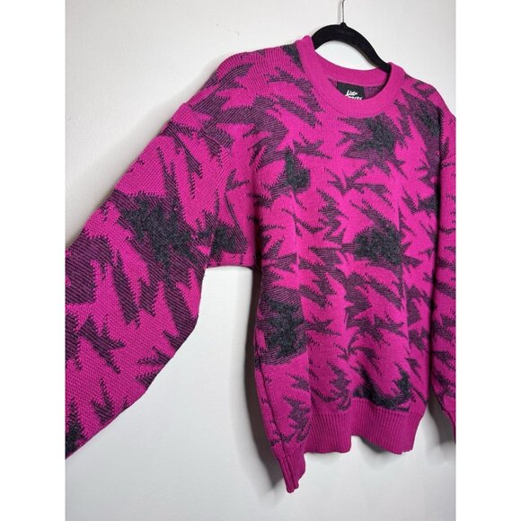 Lido Sports Womens Wool Blend Pink Black Sweater Pullover Medium USA EUC - Picture 3 of 11